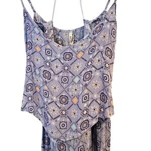 Mudd XL Sundress Lt. Blue Geometric Pattern Maxi Boho‎